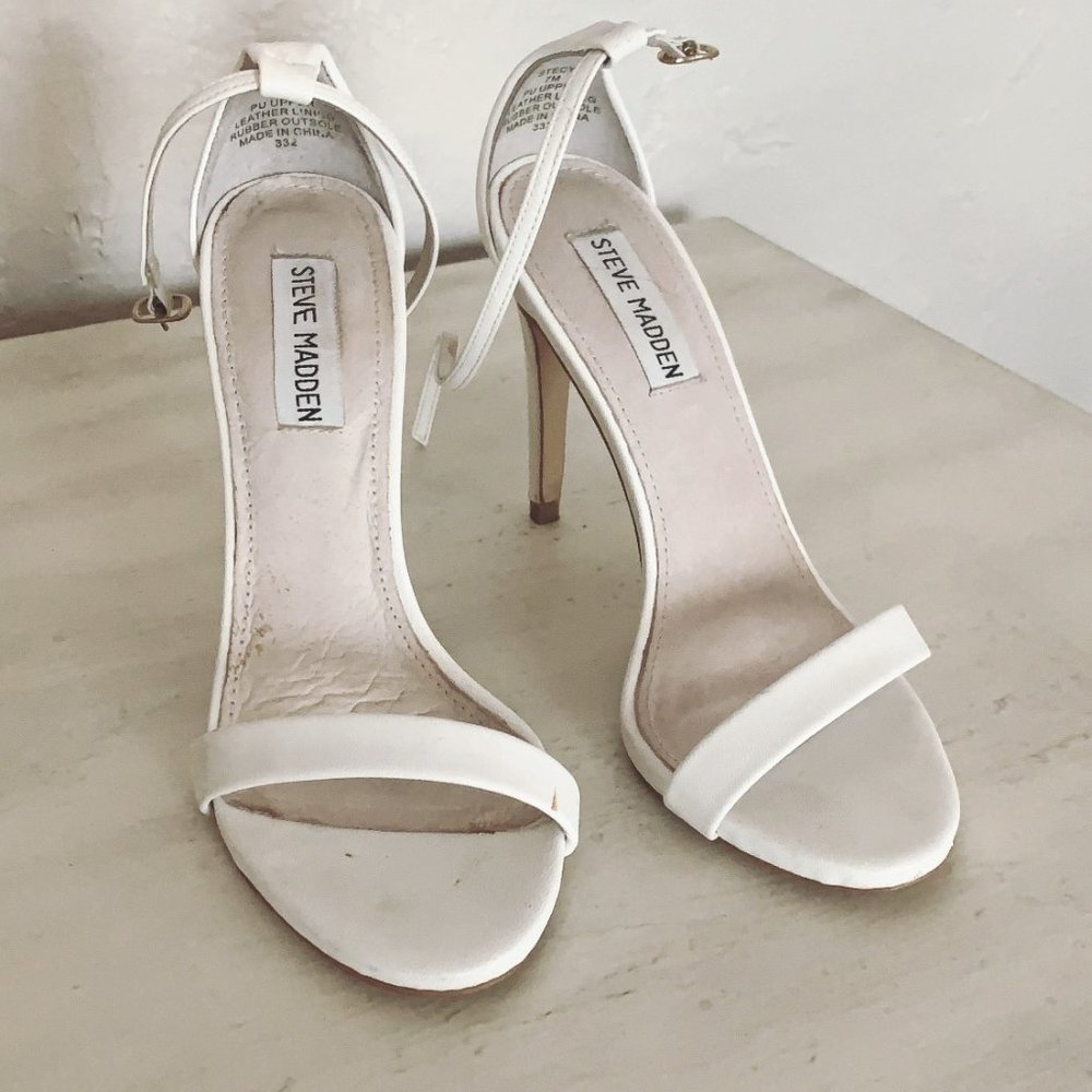 Steve Madden White Leather Heels